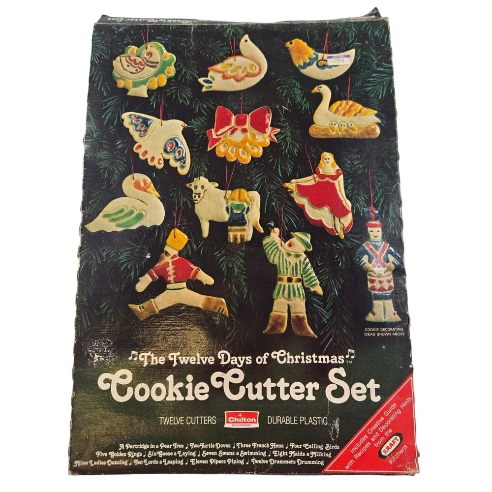 Vintage 12 Days of Christmas Cookie Cutter Set Chilton Kraft 12 Pc Boxed